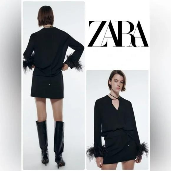 ZARA TOP WITH FEATHERS - Picture 3 of 8
